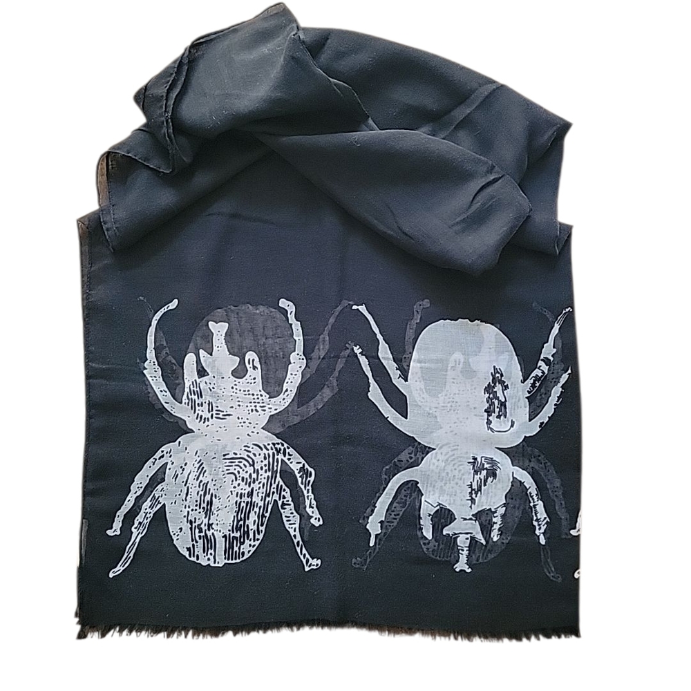 India Hicks Siren Scarf Black & White Scarab Beetle - Pareo Wrap 78" x 38"